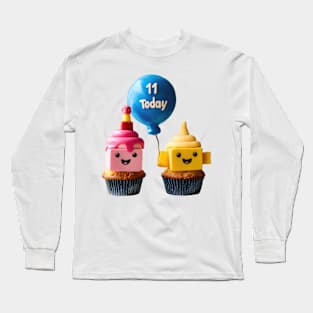 Birthday Celebration Cupcakes: 11 Today Long Sleeve T-Shirt